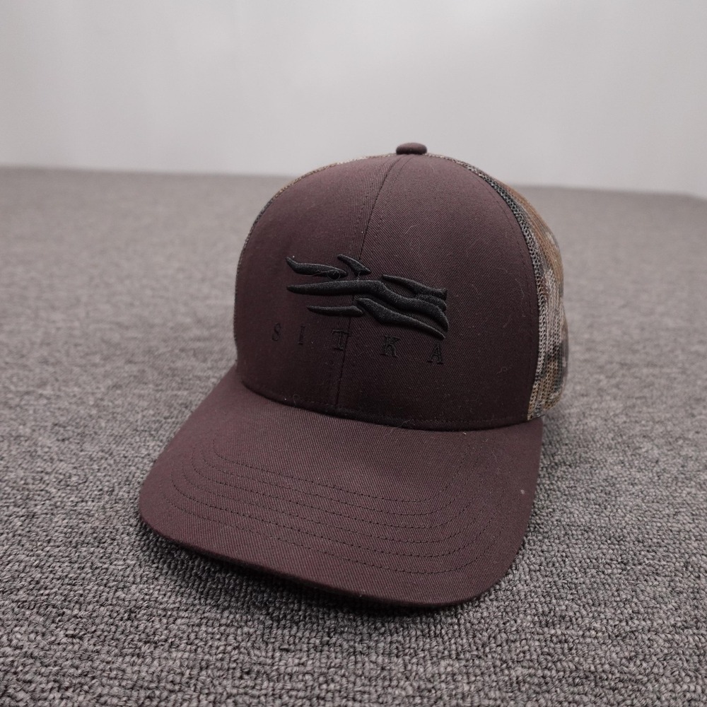 Sitka Hat Cap Snap Back Mens One Size Brown Camo Mesh Trucker Mid-Pro Logo